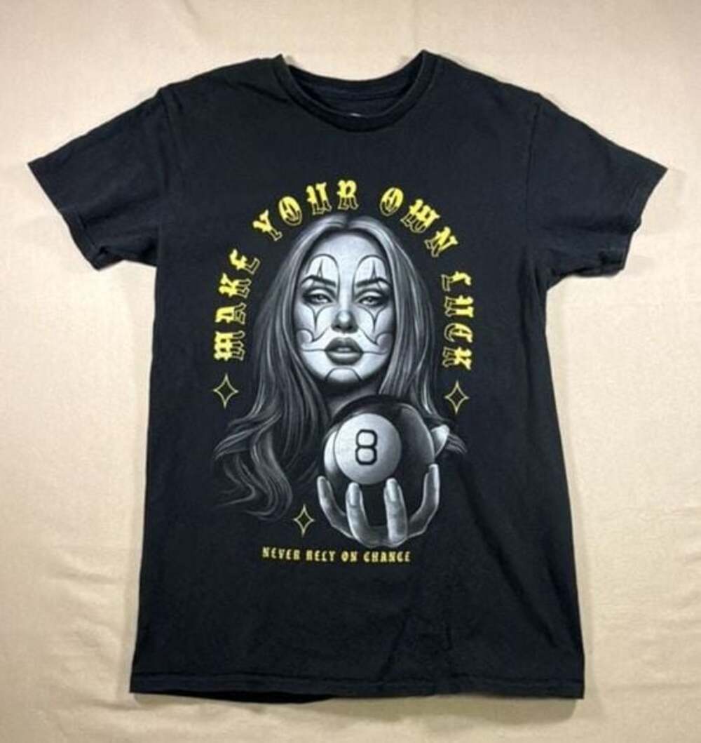 DOM Make Your Own Luck Clown Girl 8-Ball Graphic T-Shirt Black Size S